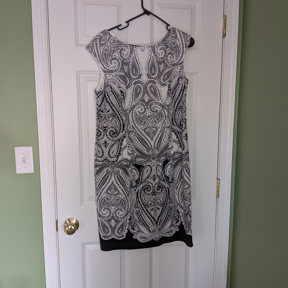 Elegant Black and White Paisley Dress